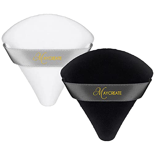 MAYCREATE 2pcs Triangle Powder Puff For Women Makeup Sponge puff Face Dry Wet Makeup Puff for Loose Powder Body Powder, Cotton Cosmetic Sponge for Contouring, Under Eyes and Corners MAYCREATE 2pcs Triangle Powder Puff For Women Makeup Sponge puff Face Dry Wet Makeup Puff for Loose Powder Body Powder, Cotton Cosmetic Sponge for Contouring, Under Eyes and Corners